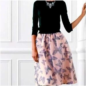 Cece Butterfly Kiss Side Zip A Line Full Skirt Size 14 NWT